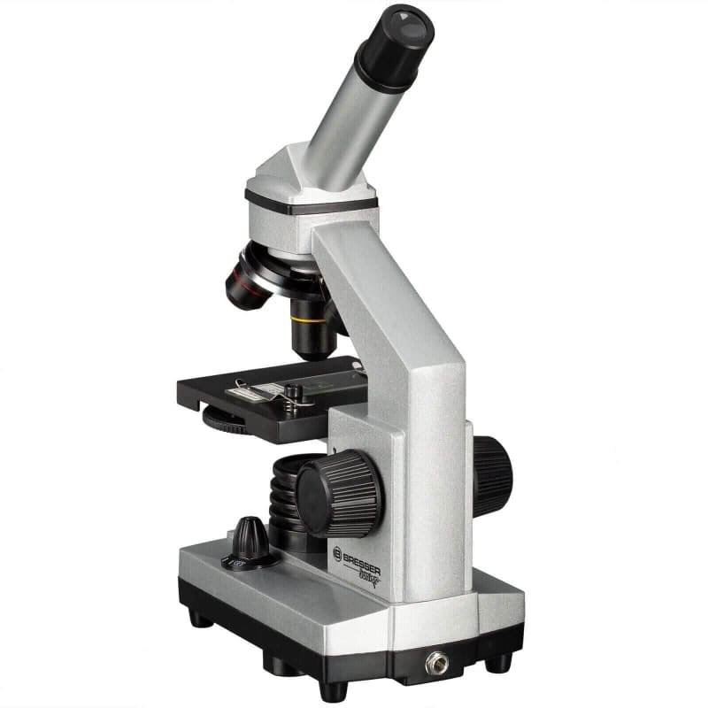 Silbernes Labor Mikroskop im Bresser Junior 40x-1024x Mikroskop Set für Kinder