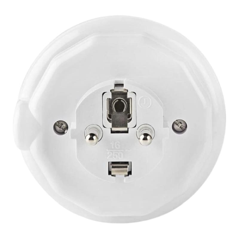 Weißer runder elektrischer Stecker für Nachtlicht mit Steckdose und Dämmerungssensor