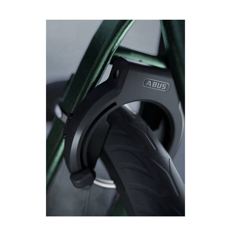 Dunkelgraues Fahrradschloss mit Reifen sichern, ABUS 6950M Granit XPlus Ringschloss