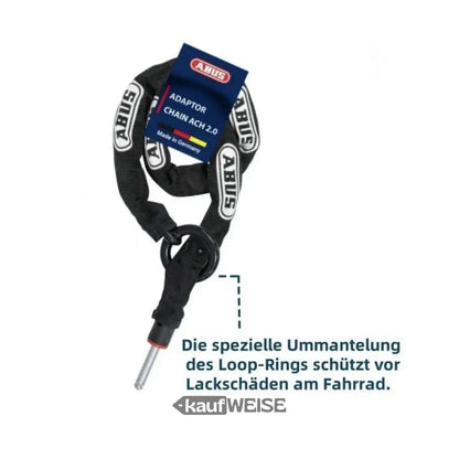 Schwarzes Fahrradketten-Schloss mit Schutzschlaufe für mehr Diebstahlschutz