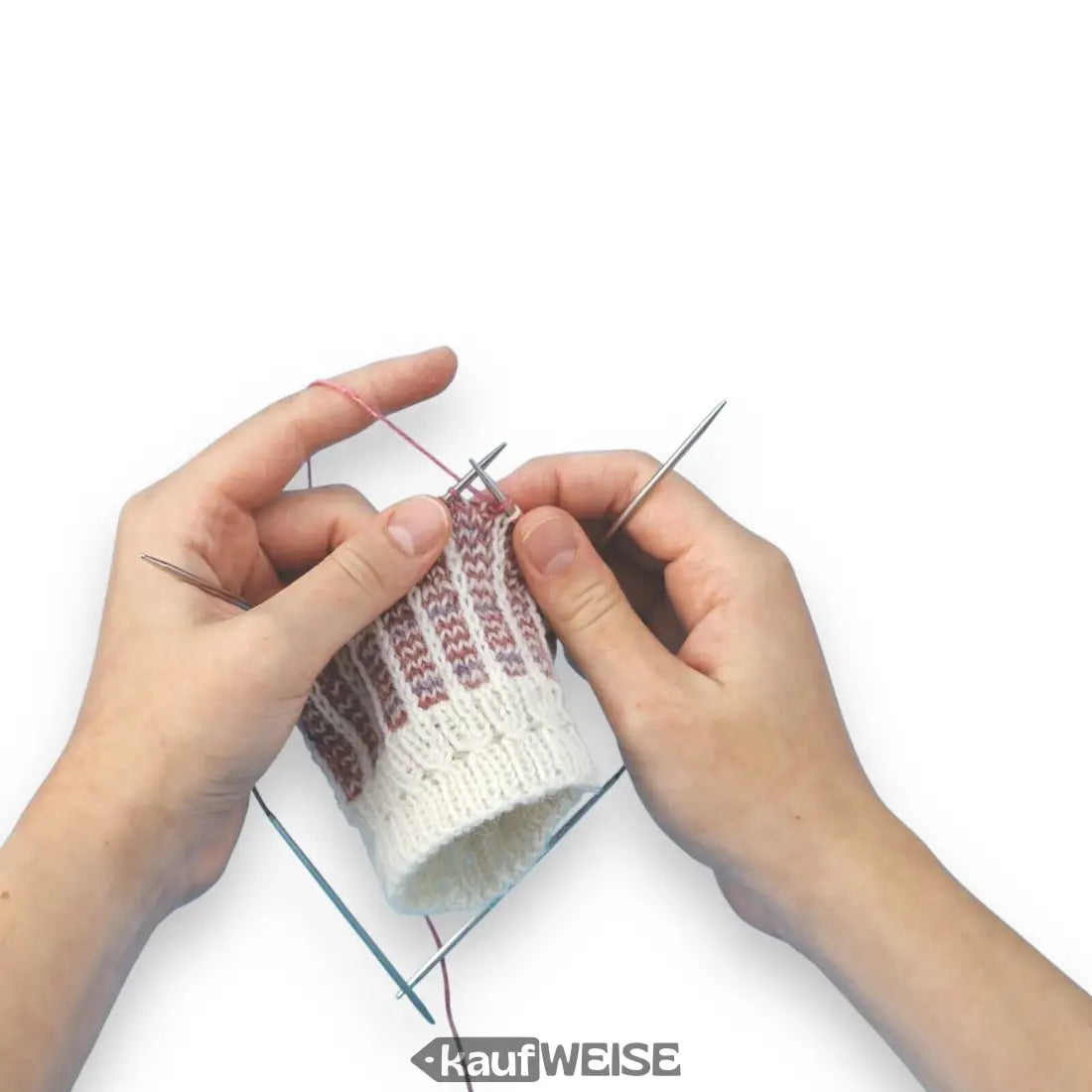 Knitted sock in progress with addi CraSy Trio Short 21 cm Stricknadeln