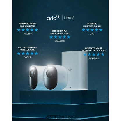 Arlo Ultra 2 4K Sicherheitssystem mit 4 Kameras in Schwarz