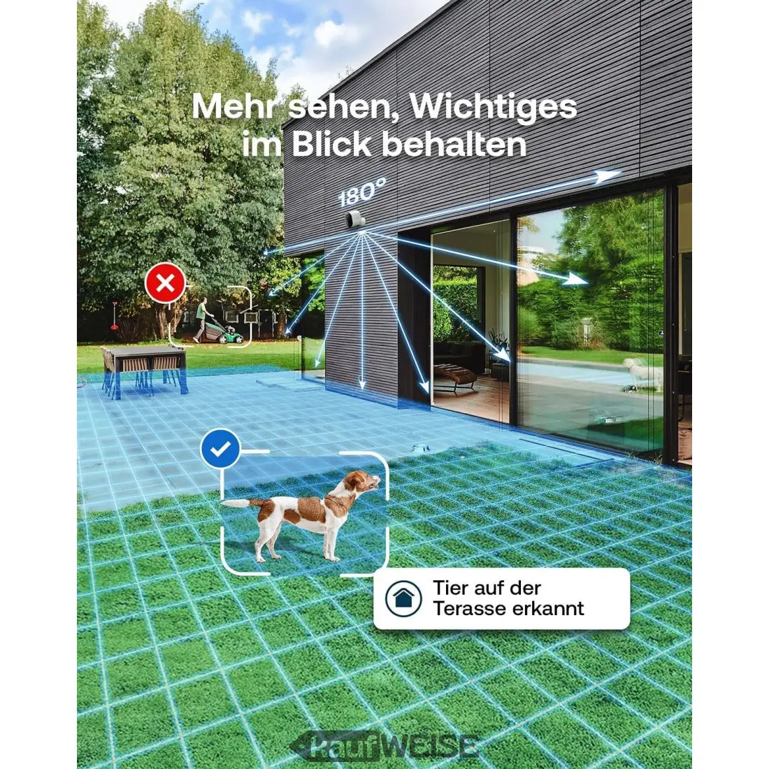 Arlo Ultra 2 4K Sicherheitskamera mit 180-Grad-Panorama und Hund-Design