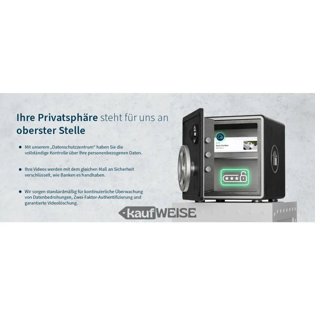 Schwarzes Arlo Ultra 2 4K Sicherheitssystem mit 4 Kameras und digitalem Tresor