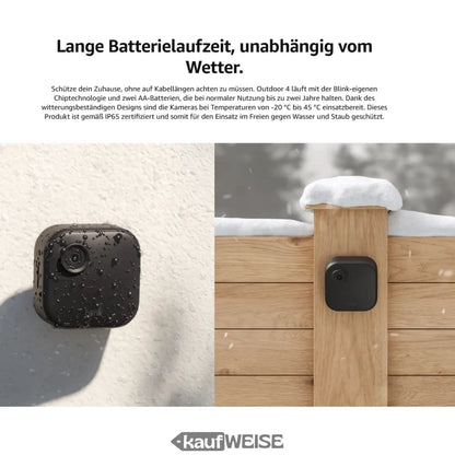 Wetterfeste Außenüberwachungskameras mit langer Akku-Laufzeit im Blink Outdoor Set