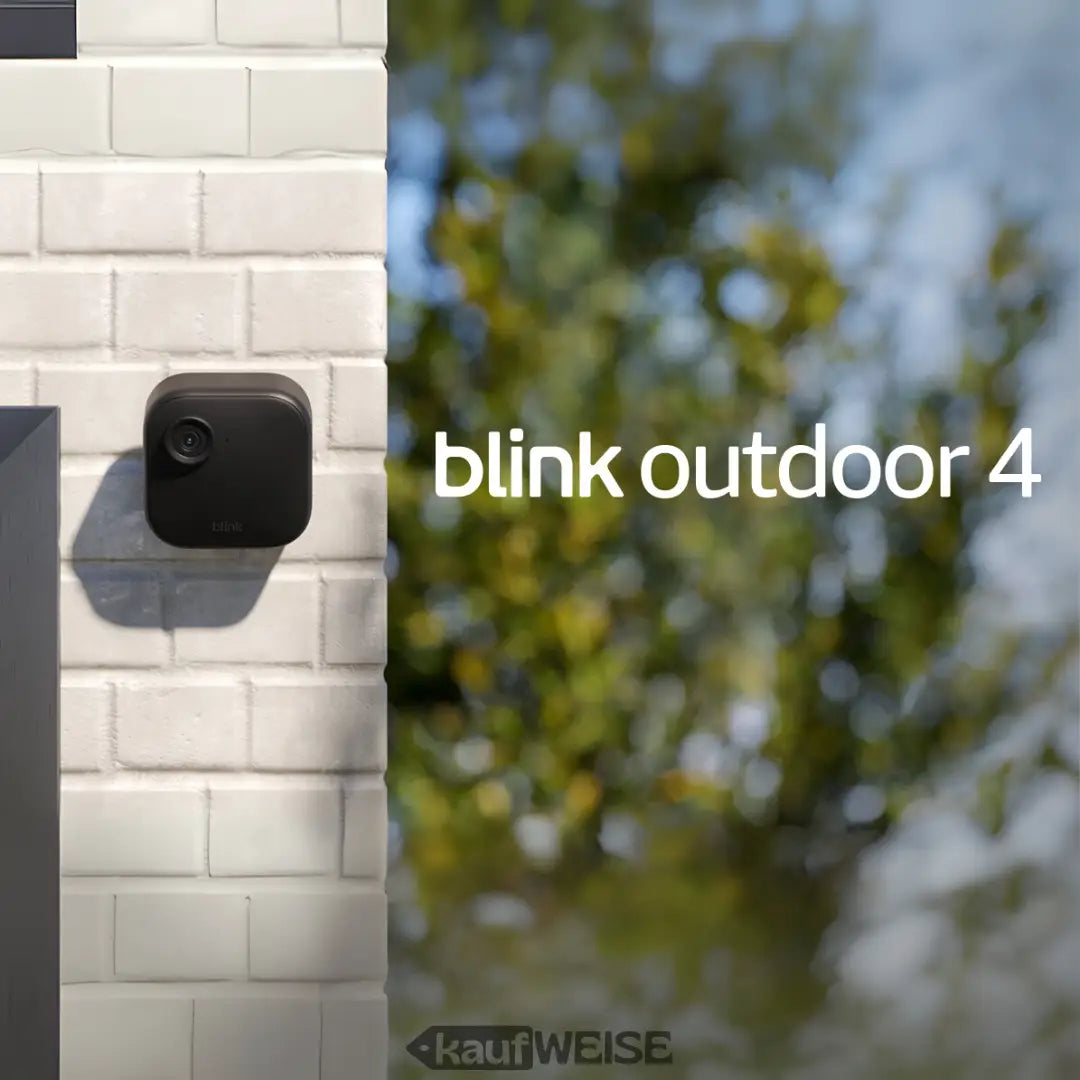 Dunkelgraue Outdoor Sicherheitskamera im Blink Outdoor 4 Überwachungskamera Set