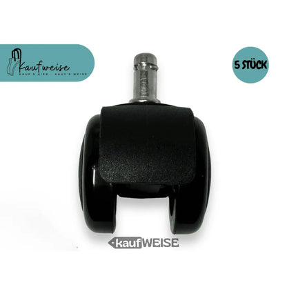 Schwarzer Stuhlrollen-Caster mit Metallstamm für kratzfreie und leise Nutzung auf Parkett Laminat