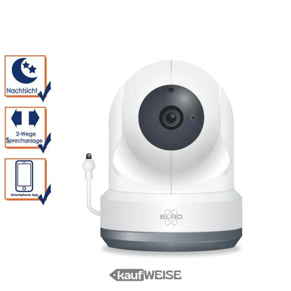 Weiße und graue Sicherheitskamera für Babykamera mit großer Reichweite, App inklusive