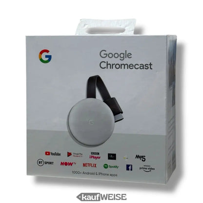 Google Chromecast 3. Gen. Streaming Stick in Verpackung für Full HD 1080p Streaming