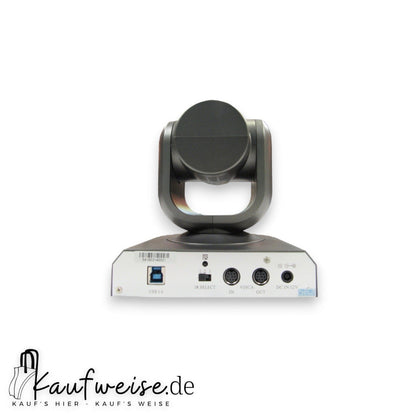 Dunkelgraue HuddleCamHD HC10X-GY-G3 PTZ Kamera mit mehreren Rückanschlüssen