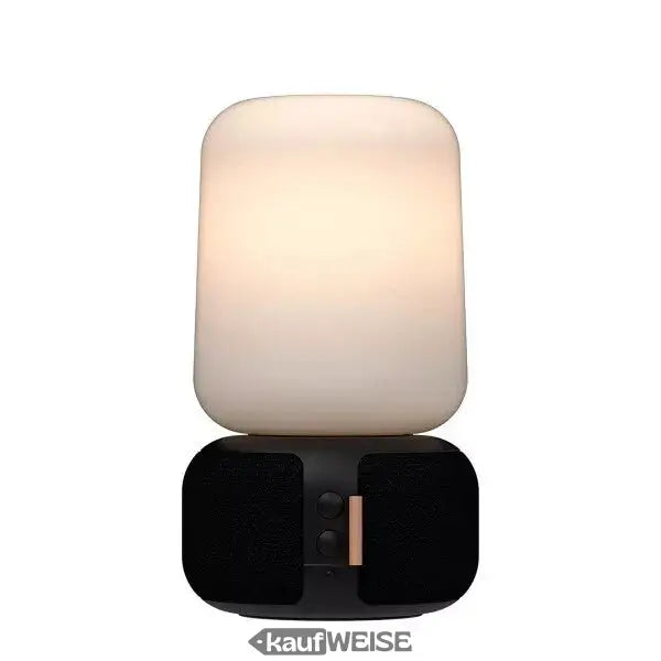 Moderne schwarz-weiße Tischlampe mit Frostglas-Schirm von Kreafunk aLOOMI