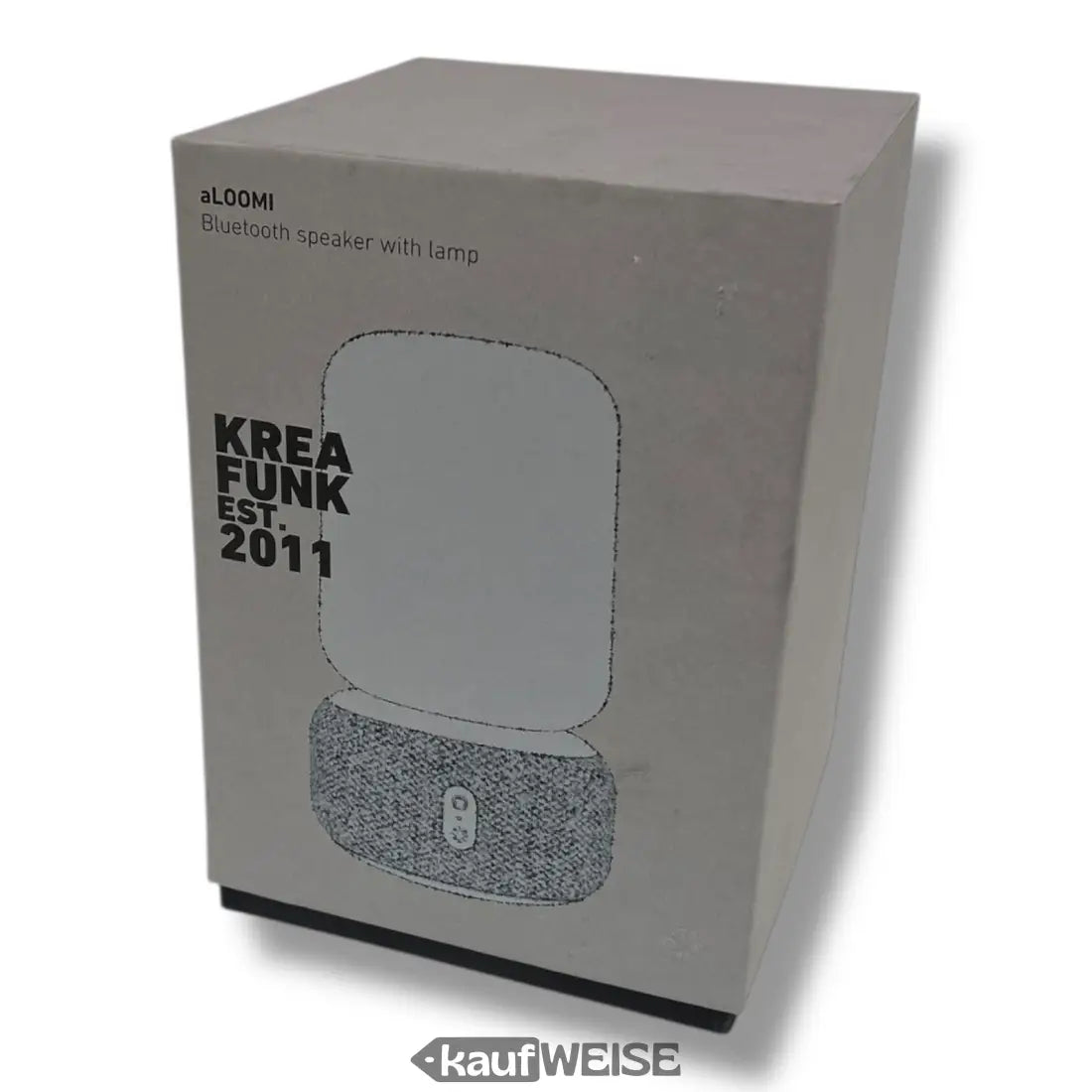 Weiß-schwarzer gefleckter Bluetooth-Lautsprecher und Lampe Kreafunk aLOOMI