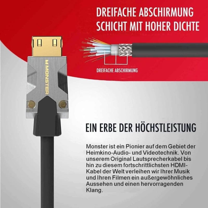 Monster M1000 HDMI Kabel 3m mit Ethernet und 4K HDR10 für optimale Bildqualität