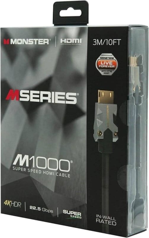 Monster M1000 HDMI Kabel 3m mit Ethernet und 4K HDR10 Qualität in Verpackung