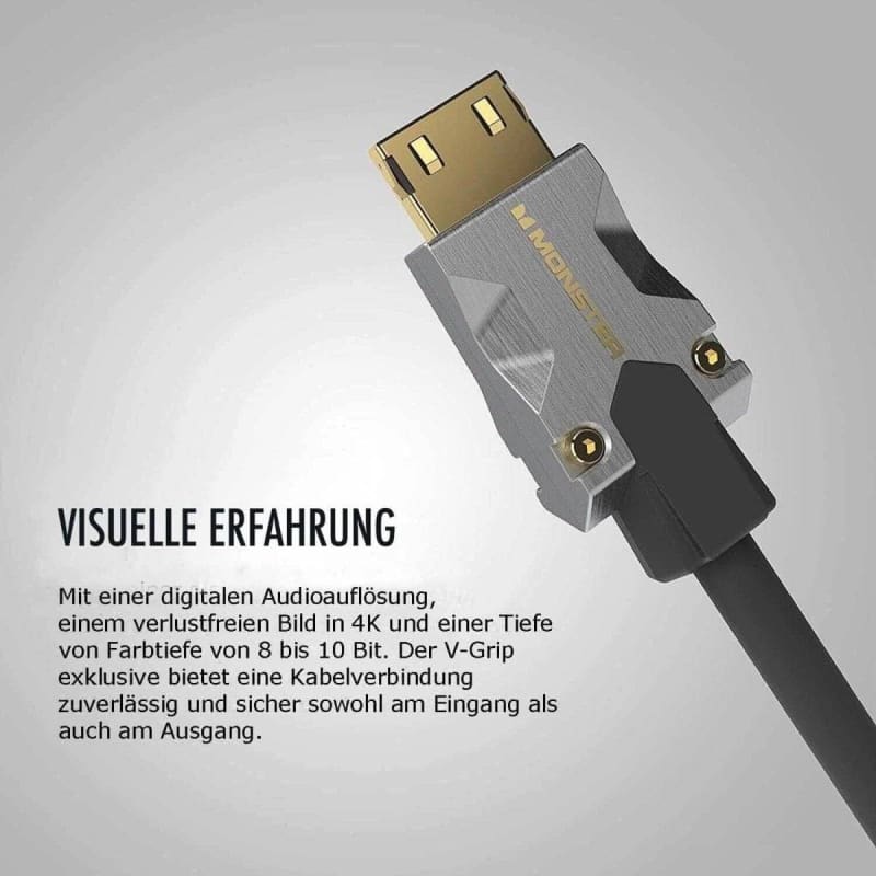 DisplayPort Kabel mit silbernen und goldenen Steckern für Monster M1000 HDMI Kabel 3m