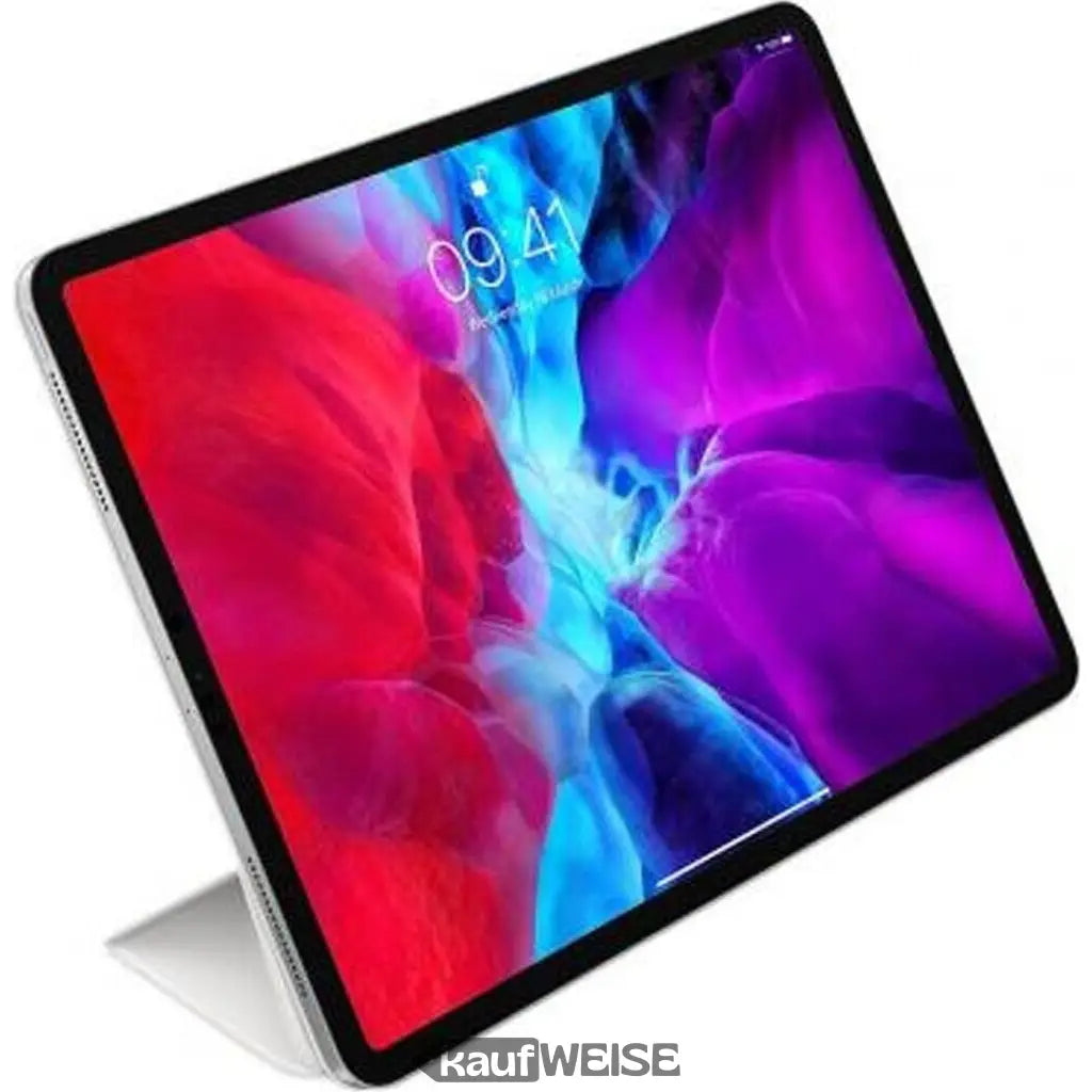 Modernes iPad Pro 12,9 Zoll mit weißer Original Apple Smart Folio Hülle und buntem Display