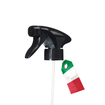 Schwarzer Sprühkopf mit italienischem Flaggenetikett für Flaschen