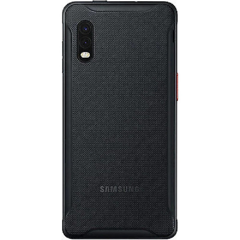 Samsung Galaxy XCover Pro 64GB mit A01-Hülle aus schwarzem Stoff und roten Akzenten