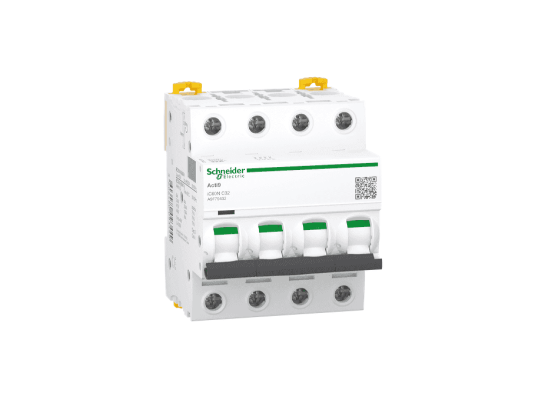Schneider Acti 9 IC60N 4-poliger Leitungsschutzschalter 32A 6kA nach IEC 60947-2