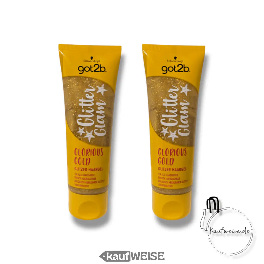 Zwei Tuben Schwarzkopf got2b Glitter Glam Gel Glorious Gold für glänzenden Haarlook