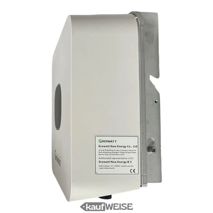 Silbernes rechteckiges Solarmodul mit abgerundeten Kanten und zentraler runder Aussparung für Growatt MIC 3000TL-X Wechselrichter