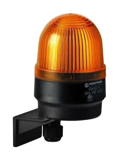 Orange Werma Xenon-Blinkleuchte 24V AC/DC IP65 mit schwarzem Sockel und Griff